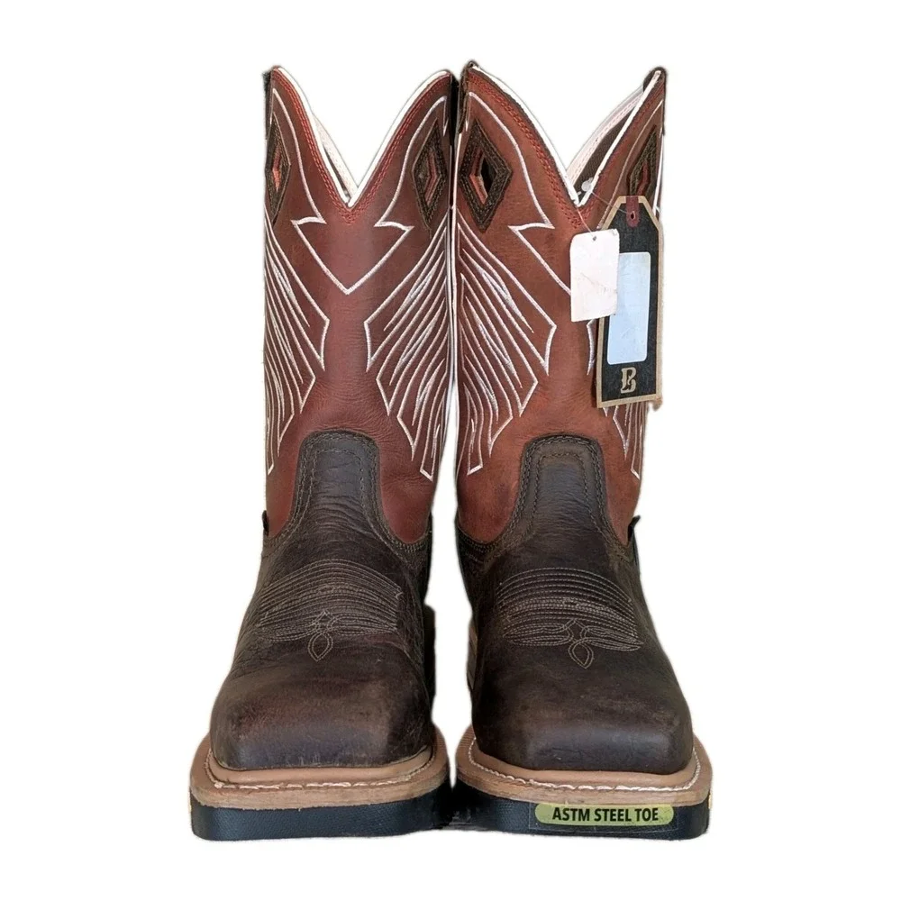 Justin Mens Steel Toe Vibram Waterproof Work Boots Brown WK2115 Size 9.5D